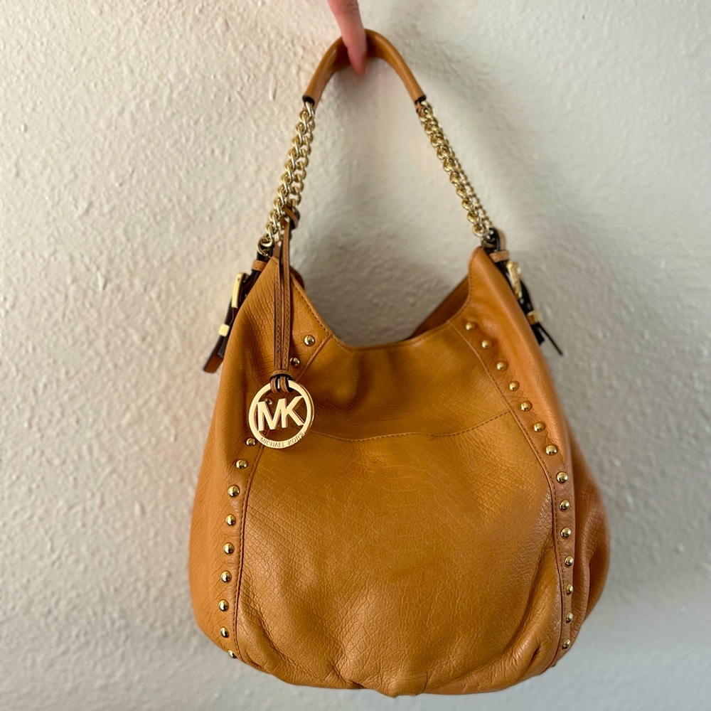 SOLD Michael Kors Leather Studded Shoulder Bag